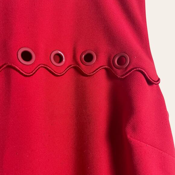J.Crew Red Grommet Scalloped Sleeveless Shift Dress Size 8 - Picture 6 of 10